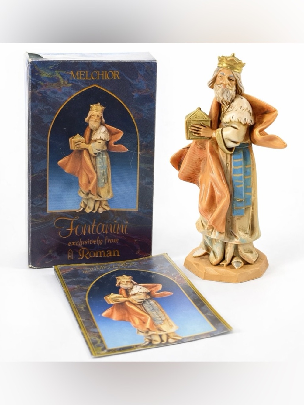 Fontanini Melchior 5” Nativity Figure King w/ Gold Italy Heirloom Simonetti Box